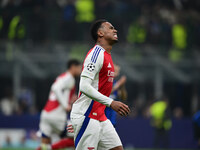 Gabriel Magalhaes of Arsenal looks on during the Champions League match between Inter Milan and Arsenal at San Siro Stadium in Milan, Italy,...