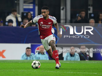 Gabriel Jesus of Arsenal is in action during the Champions League match between Inter Milan and Arsenal at San Siro Stadium in Milan, Italy,...