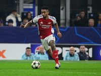 Gabriel Jesus of Arsenal is in action during the Champions League match between Inter Milan and Arsenal at San Siro Stadium in Milan, Italy,...