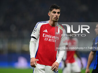 Kai Havertz of Arsenal looks on during the Champions League match between Inter Milan and Arsenal at San Siro Stadium in Milan, Italy, on No...