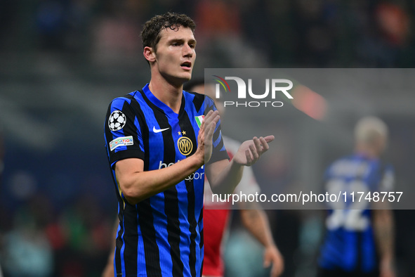 Benjamin Savard of Inter Milan looks on during the Champions League match between Inter Milan and Arsenal at San Siro Stadium in Milan, Ital...