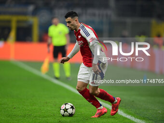 Gabriel Martinelli of Arsenal looks on during the Champions League match between Inter Milan and Arsenal at San Siro Stadium in Milan, Italy...