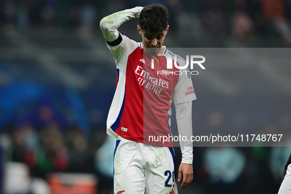 Kai Havertz of Arsenal looks on during the Champions League match between Inter Milan and Arsenal at San Siro Stadium in Milan, Italy, on No...