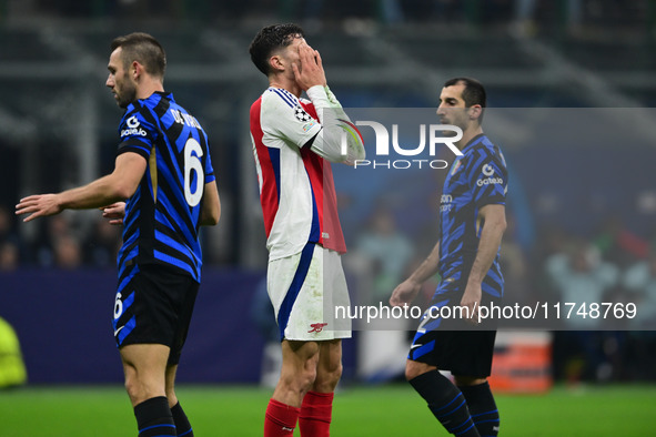 Kai Havertz of Arsenal looks on during the Champions League match between Inter Milan and Arsenal at San Siro Stadium in Milan, Italy, on No...