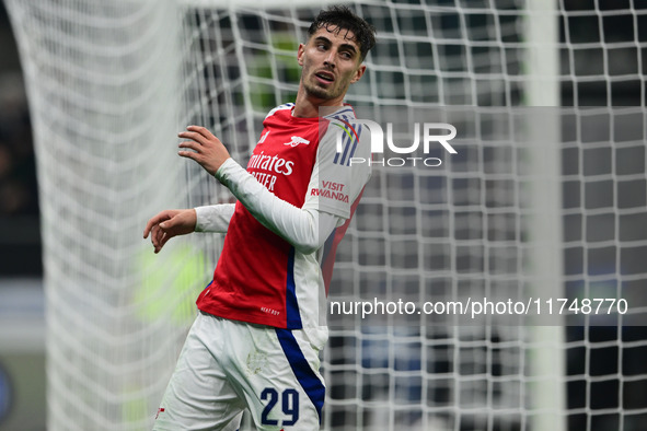 Kai Havertz of Arsenal looks on during the Champions League match between Inter Milan and Arsenal at San Siro Stadium in Milan, Italy, on No...