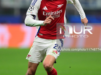 Kai Havertz of Arsenal is in action during the Champions League match between Inter Milan and Arsenal at San Siro Stadium in Milan, Italy, o...