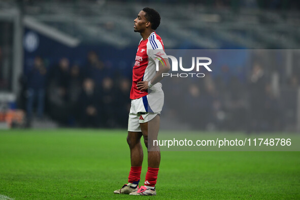 Gabriel Jesus of Arsenal looks on during the Champions League match between Inter Milan and Arsenal at San Siro Stadium in Milan, Italy, on...