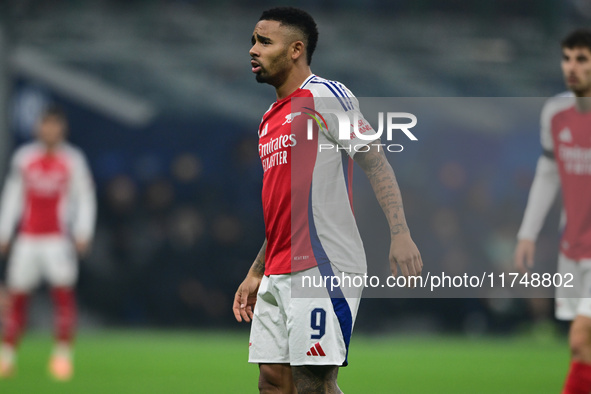 Gabriel Jesus of Arsenal looks on during the Champions League match between Inter Milan and Arsenal at San Siro Stadium in Milan, Italy, on...