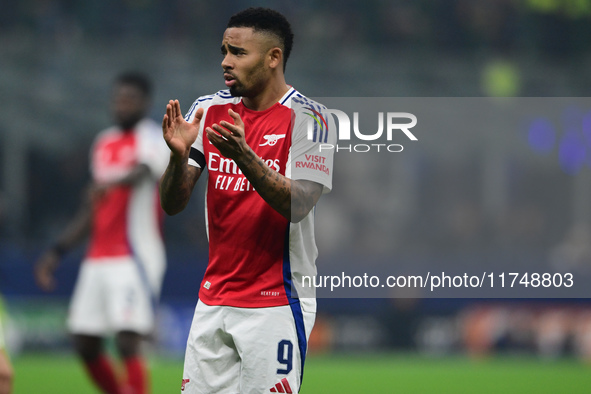 Gabriel Jesus of Arsenal looks on during the Champions League match between Inter Milan and Arsenal at San Siro Stadium in Milan, Italy, on...