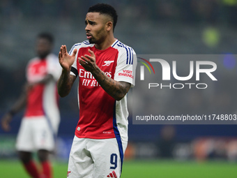 Gabriel Jesus of Arsenal looks on during the Champions League match between Inter Milan and Arsenal at San Siro Stadium in Milan, Italy, on...