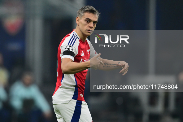 Leandro Trossard looks on during the Champions League match between Inter Milan and Arsenal at San Siro Stadium in Milan, Italy, on November...