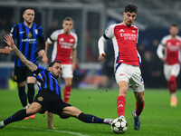 Kai Havertz of Arsenal is in action during the Champions League match between Inter Milan and Arsenal at San Siro Stadium in Bergamo, Italy,...