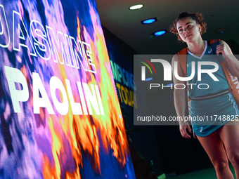 RIYADH, SAUDI ARABIA - NOVEMBER 06: Jasmine Paolini of Italy arrives ahead her match against Quinwen Zheng of China, on Day 5 of the 2024 WT...