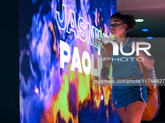 RIYADH, SAUDI ARABIA - NOVEMBER 06: Jasmine Paolini of Italy arrives ahead her match against Quinwen Zheng of China, on Day 5 of the 2024 WT...