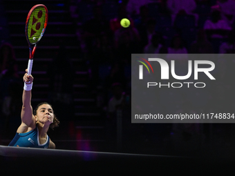 RIYADH, SAUDI ARABIA - NOVEMBER 06: Jasmine Paolini of Italy during her match against Quinwen Zheng of China, on Day 5 of the 2024 WTA Final...