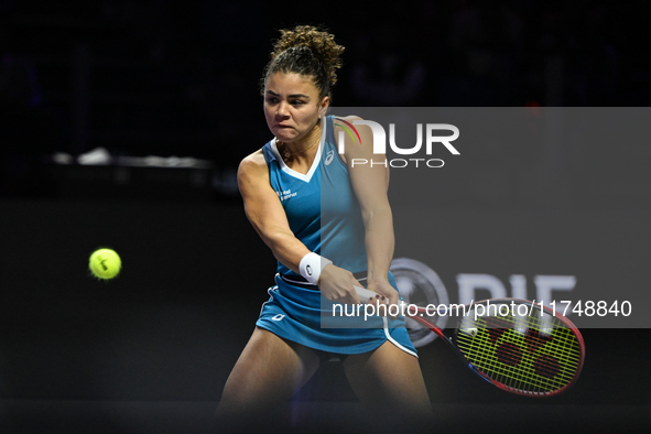 RIYADH, SAUDI ARABIA - NOVEMBER 06: Jasmine Paolini of Italy during her match against Quinwen Zheng of China, on Day 5 of the 2024 WTA Final...