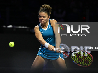 RIYADH, SAUDI ARABIA - NOVEMBER 06: Jasmine Paolini of Italy during her match against Quinwen Zheng of China, on Day 5 of the 2024 WTA Final...