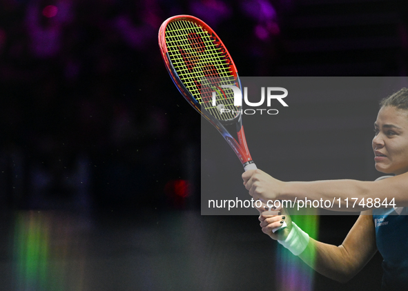 RIYADH, SAUDI ARABIA - NOVEMBER 06: Jasmine Paolini of Italy during her match against Quinwen Zheng of China, on Day 5 of the 2024 WTA Final...