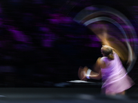 RIYADH, SAUDI ARABIA - NOVEMBER 06: Quinwen Zheng of China during her match against Jasmine Paolini of Italy, on Day 5 of the 2024 WTA Final...