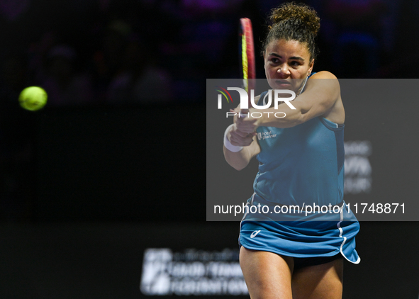 RIYADH, SAUDI ARABIA - NOVEMBER 06: Jasmine Paolini of Italy during her match against Quinwen Zheng of China, on Day 5 of the 2024 WTA Final...