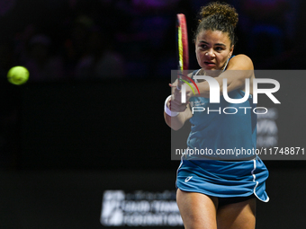 RIYADH, SAUDI ARABIA - NOVEMBER 06: Jasmine Paolini of Italy during her match against Quinwen Zheng of China, on Day 5 of the 2024 WTA Final...