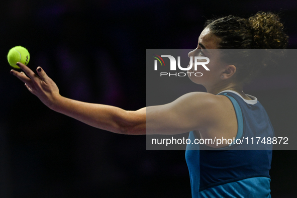 RIYADH, SAUDI ARABIA - NOVEMBER 06: Jasmine Paolini of Italy during her match against Quinwen Zheng of China, on Day 5 of the 2024 WTA Final...