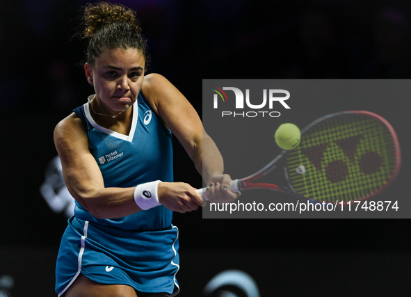 RIYADH, SAUDI ARABIA - NOVEMBER 06: Jasmine Paolini of Italy during her match against Quinwen Zheng of China, on Day 5 of the 2024 WTA Final...