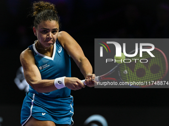 RIYADH, SAUDI ARABIA - NOVEMBER 06: Jasmine Paolini of Italy during her match against Quinwen Zheng of China, on Day 5 of the 2024 WTA Final...