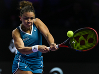 RIYADH, SAUDI ARABIA - NOVEMBER 06: Jasmine Paolini of Italy during her match against Quinwen Zheng of China, on Day 5 of the 2024 WTA Final...