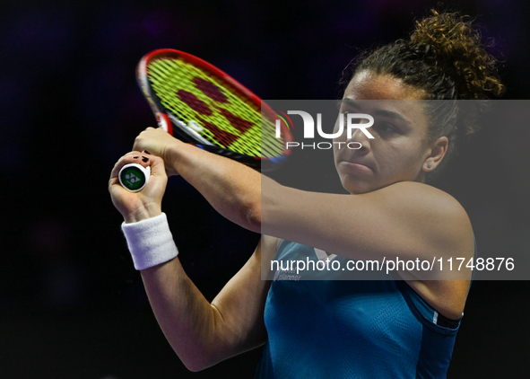 RIYADH, SAUDI ARABIA - NOVEMBER 06: Jasmine Paolini of Italy during her match against Quinwen Zheng of China, on Day 5 of the 2024 WTA Final...