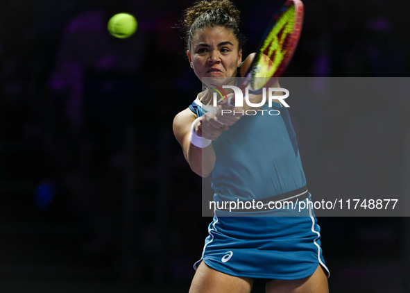 RIYADH, SAUDI ARABIA - NOVEMBER 06: Jasmine Paolini of Italy during her match against Quinwen Zheng of China, on Day 5 of the 2024 WTA Final...