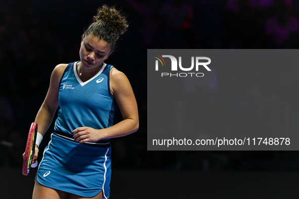 RIYADH, SAUDI ARABIA - NOVEMBER 06: Jasmine Paolini of Italy during her match against Quinwen Zheng of China, on Day 5 of the 2024 WTA Final...