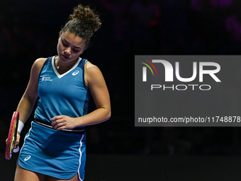 RIYADH, SAUDI ARABIA - NOVEMBER 06: Jasmine Paolini of Italy during her match against Quinwen Zheng of China, on Day 5 of the 2024 WTA Final...