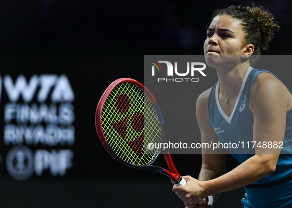 RIYADH, SAUDI ARABIA - NOVEMBER 06: Jasmine Paolini of Italy during her match against Quinwen Zheng of China, on Day 5 of the 2024 WTA Final...