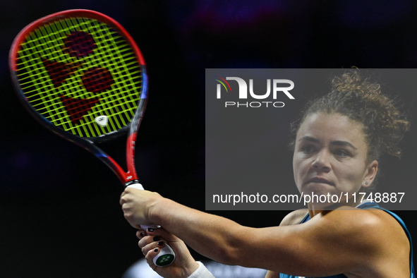 RIYADH, SAUDI ARABIA - NOVEMBER 06: Jasmine Paolini of Italy during her match against Quinwen Zheng of China, on Day 5 of the 2024 WTA Final...