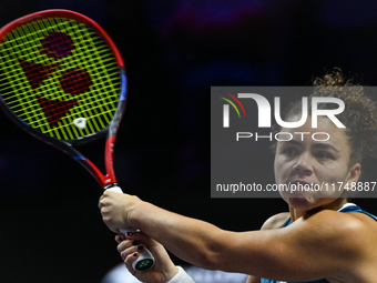 RIYADH, SAUDI ARABIA - NOVEMBER 06: Jasmine Paolini of Italy during her match against Quinwen Zheng of China, on Day 5 of the 2024 WTA Final...