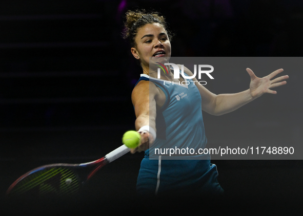 RIYADH, SAUDI ARABIA - NOVEMBER 06: Jasmine Paolini of Italy during her match against Quinwen Zheng of China, on Day 5 of the 2024 WTA Final...