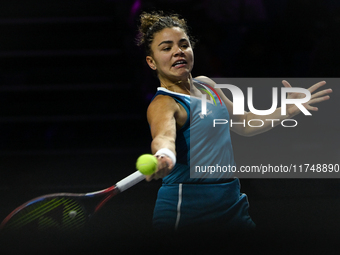 RIYADH, SAUDI ARABIA - NOVEMBER 06: Jasmine Paolini of Italy during her match against Quinwen Zheng of China, on Day 5 of the 2024 WTA Final...