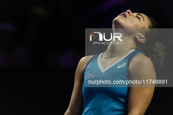 RIYADH, SAUDI ARABIA - NOVEMBER 06: Jasmine Paolini of Italy during her match against Quinwen Zheng of China, on Day 5 of the 2024 WTA Final...