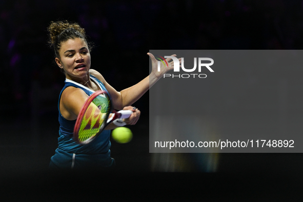 RIYADH, SAUDI ARABIA - NOVEMBER 06: Jasmine Paolini of Italy during her match against Quinwen Zheng of China, on Day 5 of the 2024 WTA Final...