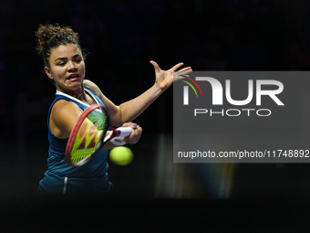 RIYADH, SAUDI ARABIA - NOVEMBER 06: Jasmine Paolini of Italy during her match against Quinwen Zheng of China, on Day 5 of the 2024 WTA Final...