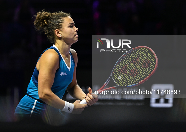 RIYADH, SAUDI ARABIA - NOVEMBER 06: Jasmine Paolini of Italy during her match against Quinwen Zheng of China, on Day 5 of the 2024 WTA Final...