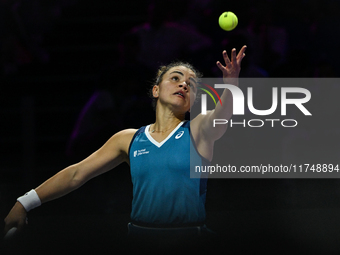 RIYADH, SAUDI ARABIA - NOVEMBER 06: Jasmine Paolini of Italy during her match against Quinwen Zheng of China, on Day 5 of the 2024 WTA Final...