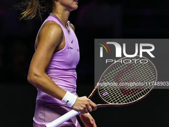 RIYADH, SAUDI ARABIA - NOVEMBER 06: Jasmine Paolini of Italy during her match against Quinwen Zheng of China, on Day 5 of the 2024 WTA Final...