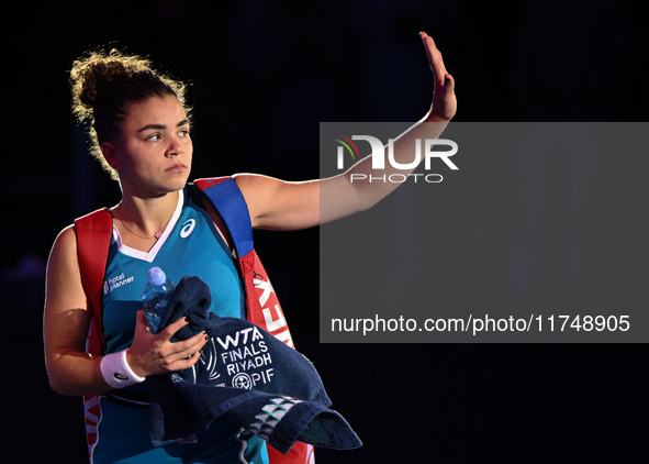 RIYADH, SAUDI ARABIA - NOVEMBER 06: Jasmine Paolini of Italy during her match against Quinwen Zheng of China, on Day 5 of the 2024 WTA Final...