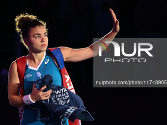 RIYADH, SAUDI ARABIA - NOVEMBER 06: Jasmine Paolini of Italy during her match against Quinwen Zheng of China, on Day 5 of the 2024 WTA Final...