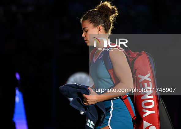 RIYADH, SAUDI ARABIA - NOVEMBER 06: Jasmine Paolini of Italy during her match against Quinwen Zheng of China, on Day 5 of the 2024 WTA Final...