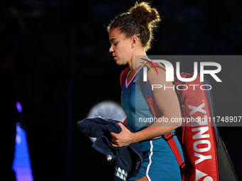 RIYADH, SAUDI ARABIA - NOVEMBER 06: Jasmine Paolini of Italy during her match against Quinwen Zheng of China, on Day 5 of the 2024 WTA Final...