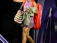 RIYADH, SAUDI ARABIA - NOVEMBER 06: Quinwen Zheng of China after her win  against Jasmine Paolini of Italy, on Day 5 of the 2024 WTA Finals,...