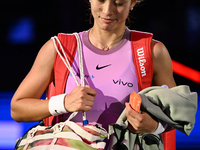 RIYADH, SAUDI ARABIA - NOVEMBER 06: Quinwen Zheng of China after her win  against Jasmine Paolini of Italy, on Day 5 of the 2024 WTA Finals,...